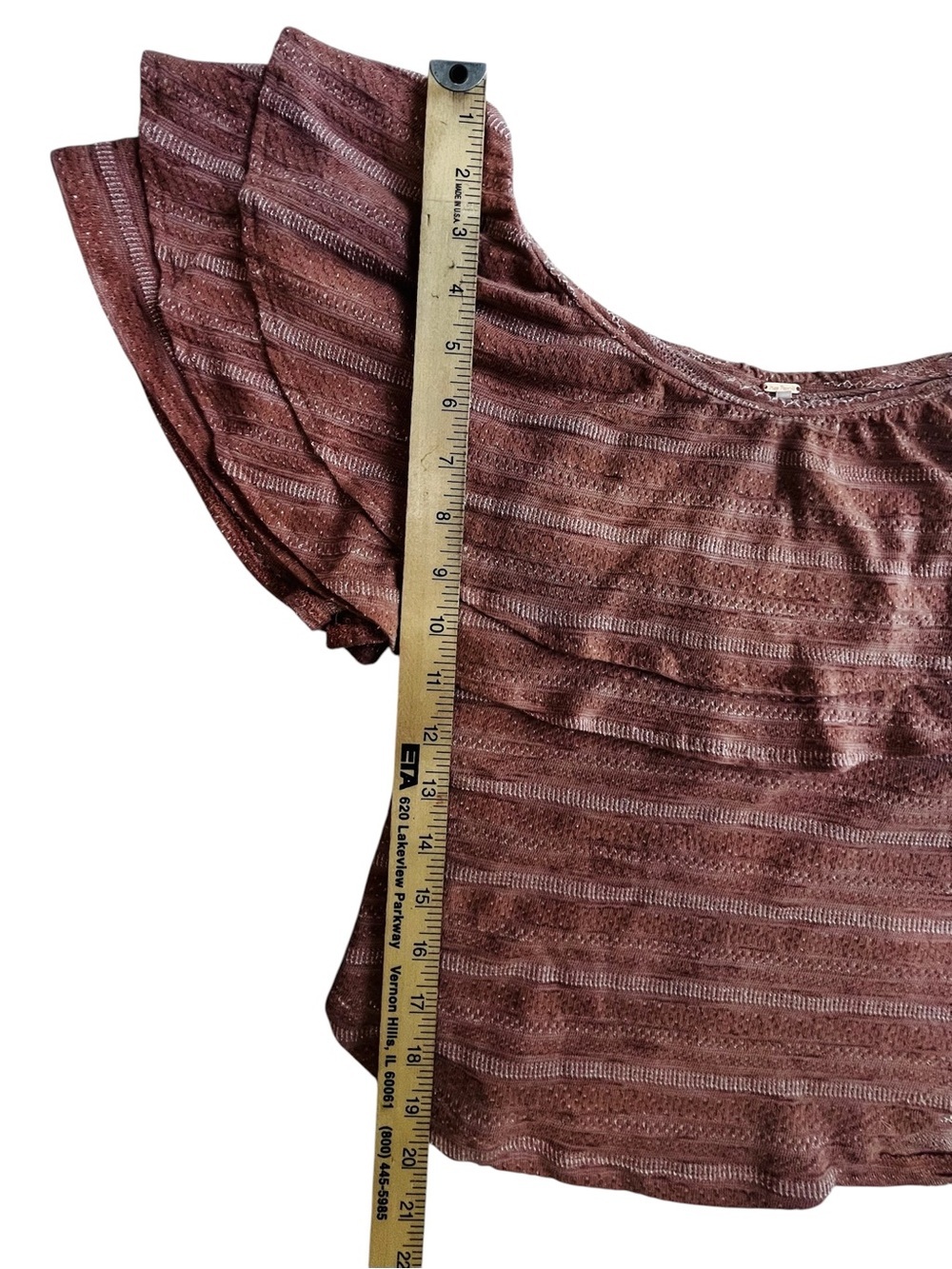 Free People Heirloom Ruffle Top Blush Pink Textured Knit Flutter Sleeve Size S - Picture 8 of 12